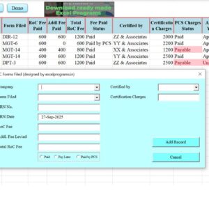 RoC Forms Filed Approved Paid Ver 9.1 T