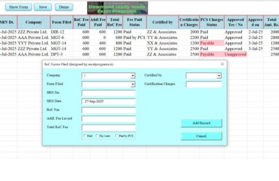RoC Forms Filed Approved Paid Ver 9.1 T